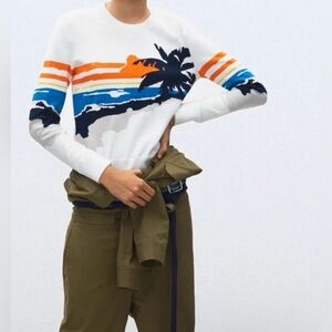 Rag & Bone Nicki Palm Graphic Intarsia Pullover Sweater XS